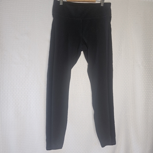 Gaiam Black Leggings With Velour Side Stripes Size Large Great Condition - Picture 1 of 10